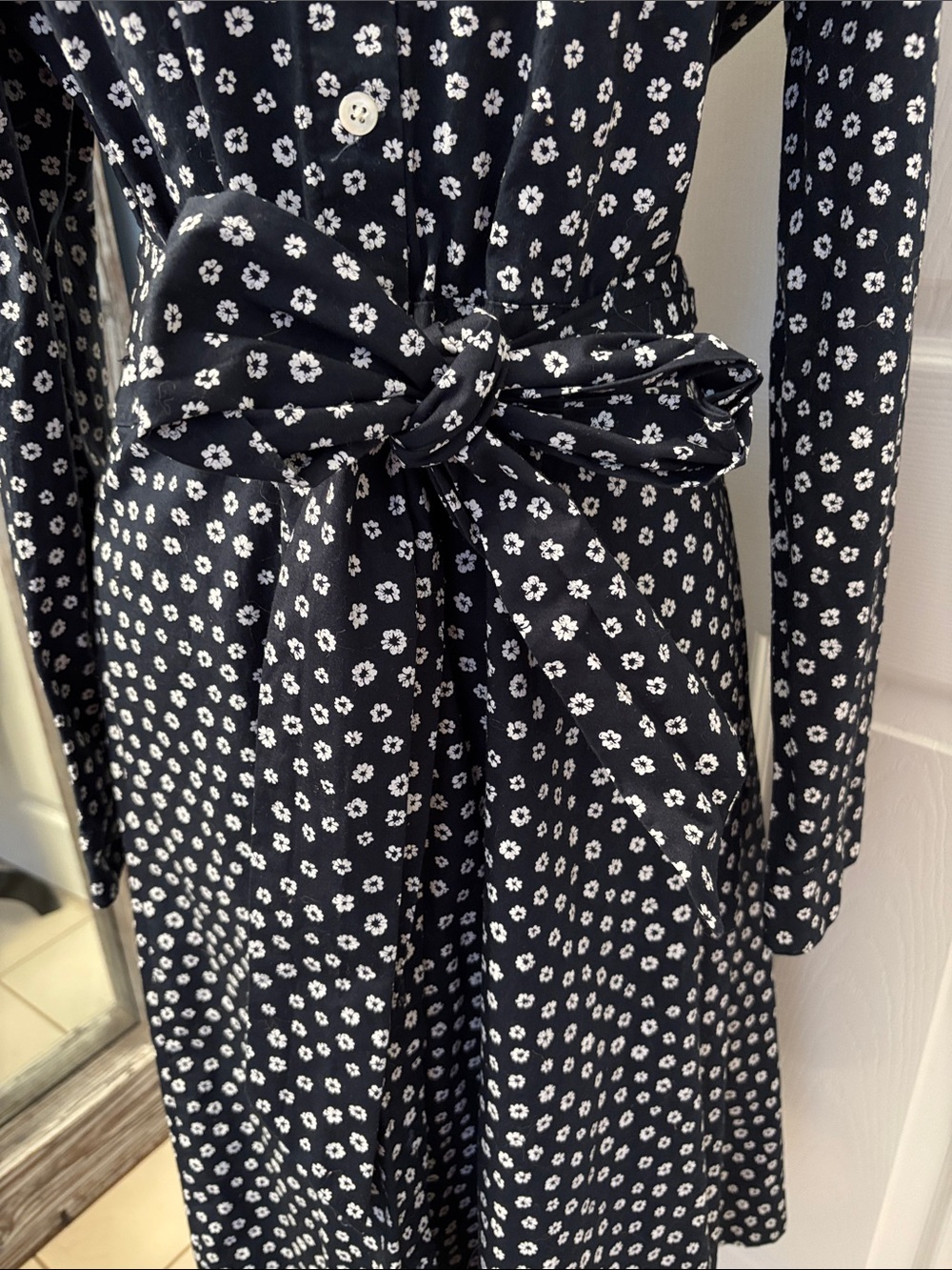 J. Crew Navy Blue Floral Midi Shirt Dress EUC 12 - Picture 14 of 14